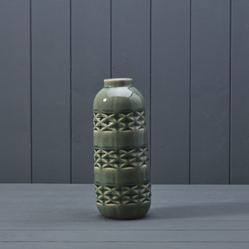 Patterned Ceramic Vase Available in Green detail page
